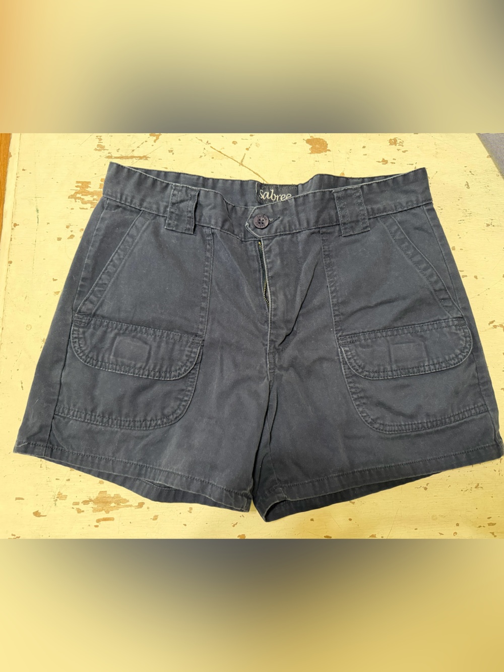Sabree size 6 women’s Cargo Shorts with Front Patch Pockets 4” inseam navy euc
